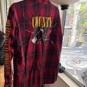 Authentic Marcelo Burlon red plaid button down